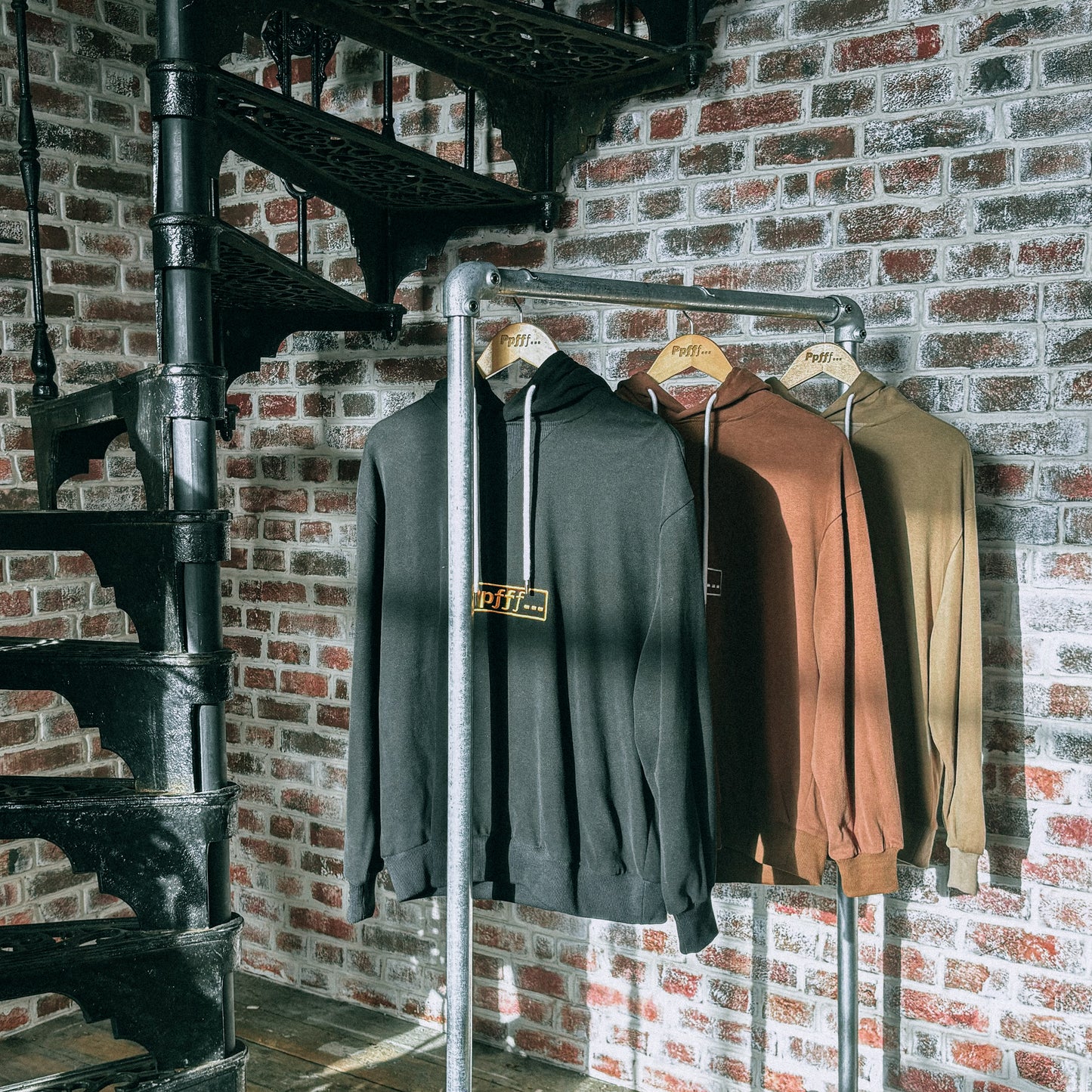 Black, hoodie, hood, cotton, enzyme washed, embroidery, menswear, fall, winter, casual, Ppfff.