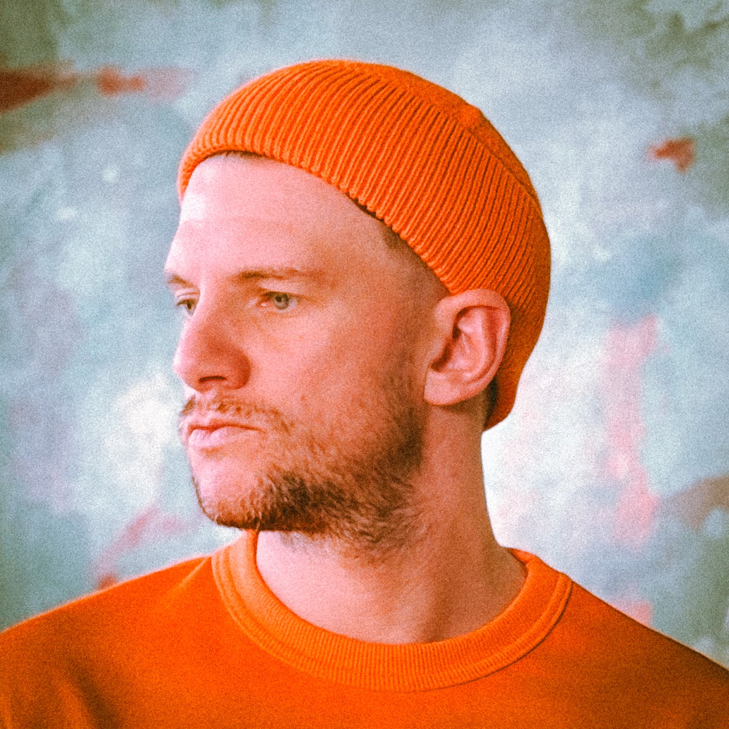 Orange, beanie, watch cap, tuck stitch, cotton, fall, winter, menswear, ribbed brim, Ppfff.