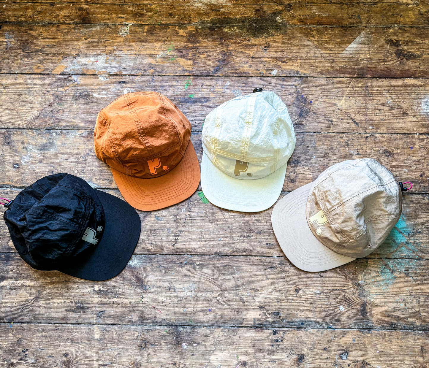 Black, orange, beige, cream, cap, 5 panel cap, reflective logo, nylon, water repellent, fall, winter, spring, summer, bungee adjuster, menswear, headwear, accessories, Ppfff.
