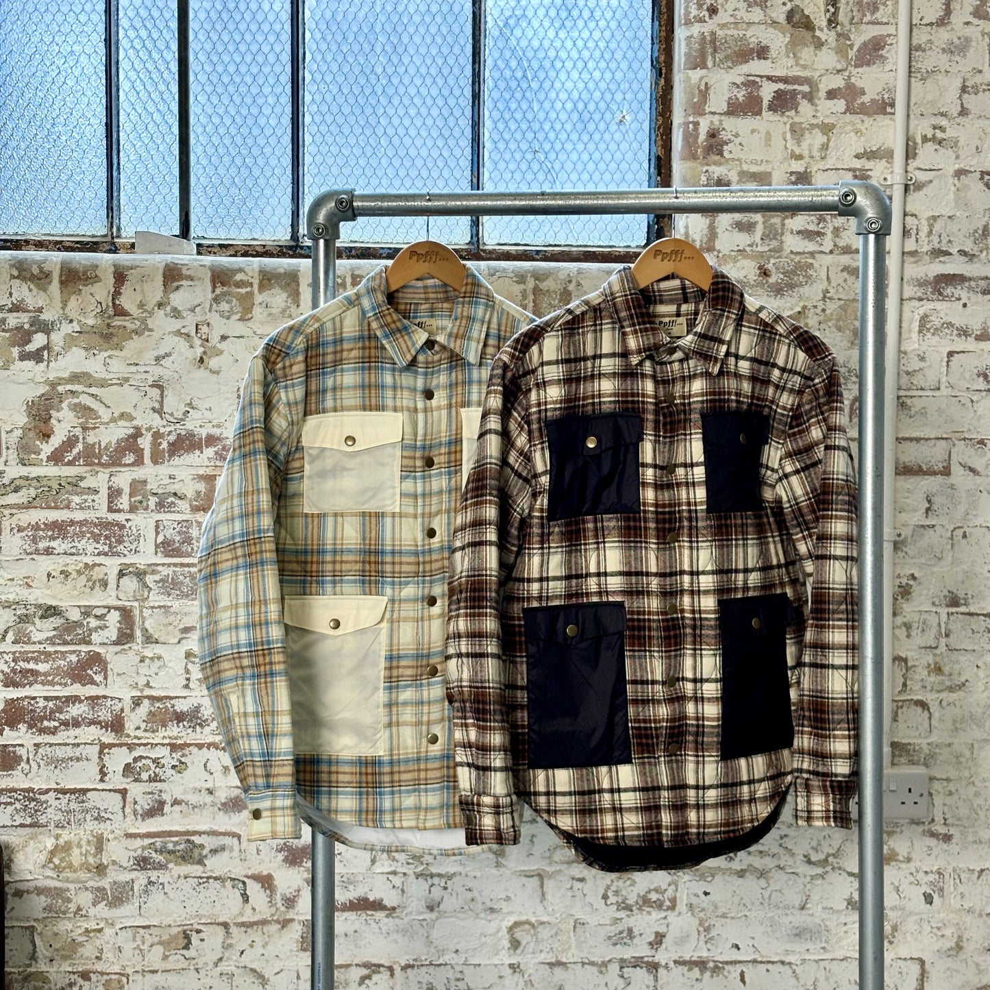 Black, brown, white, blue, cotton, nylon, ripstop, brushed cotton, quilted, shirt, long sleeve, fall, winter, warm, casual, menswear, workwear, pockets, Ppfff.