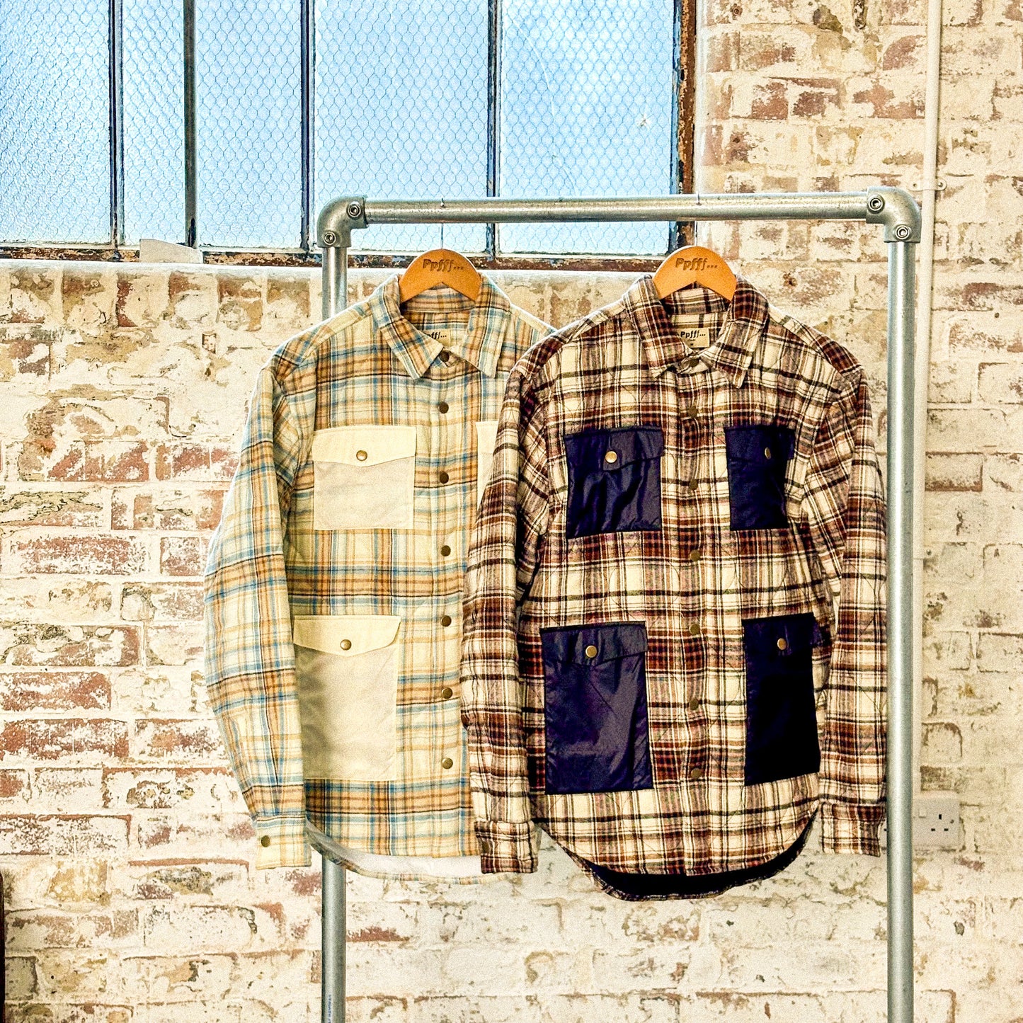 Blue, white, black, brown, cotton, nylon, ripstop, brushed cotton, quilted, shirt, long sleeve, fall, winter, warm, casual, menswear, pockets, Ppfff.