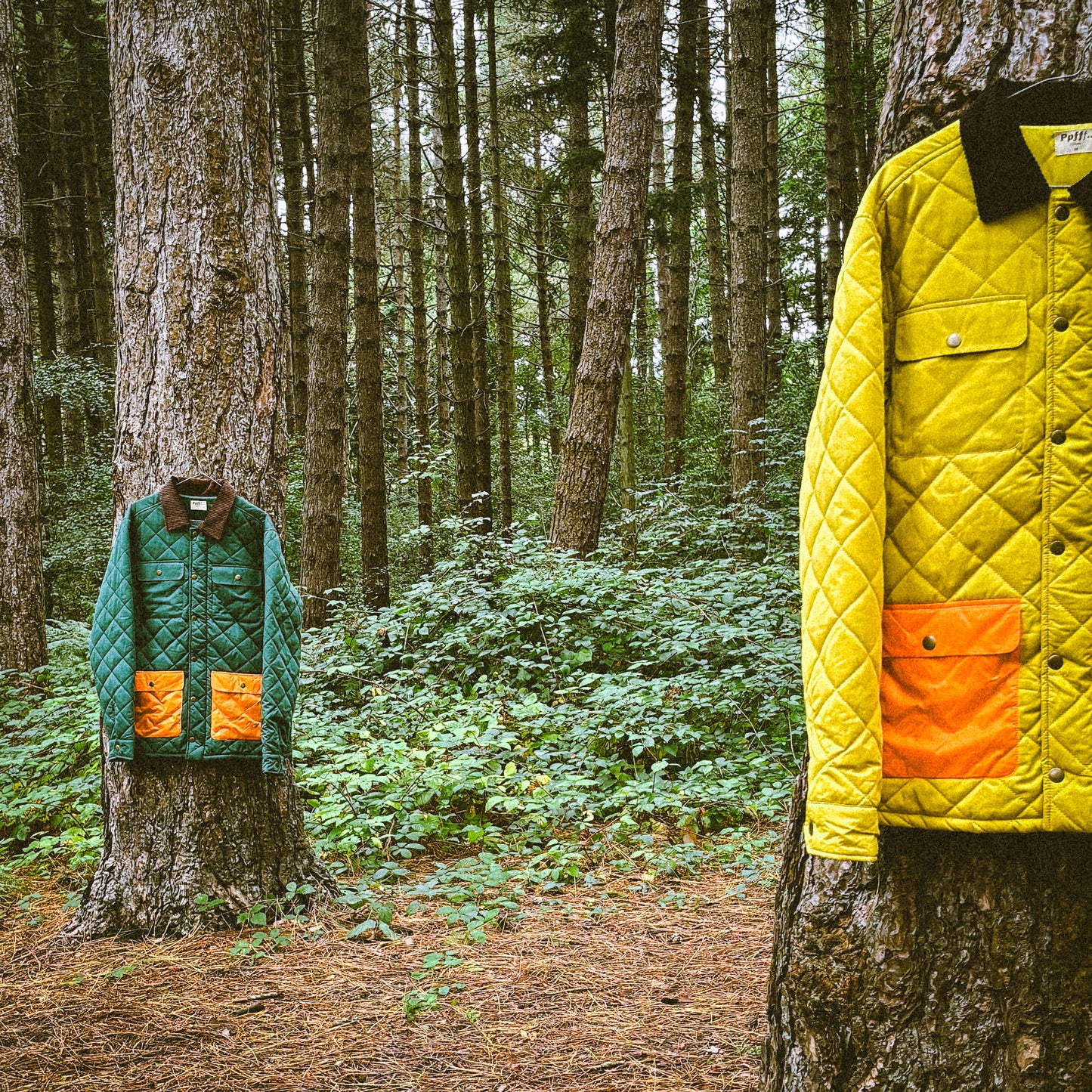 Yellow, mustard, coat, workwear, chore coat, diamond quilted, quilted, cotton, corduroy, menswear, nylon, ripstop, pockets, fall, winter, warm, Ppfff.