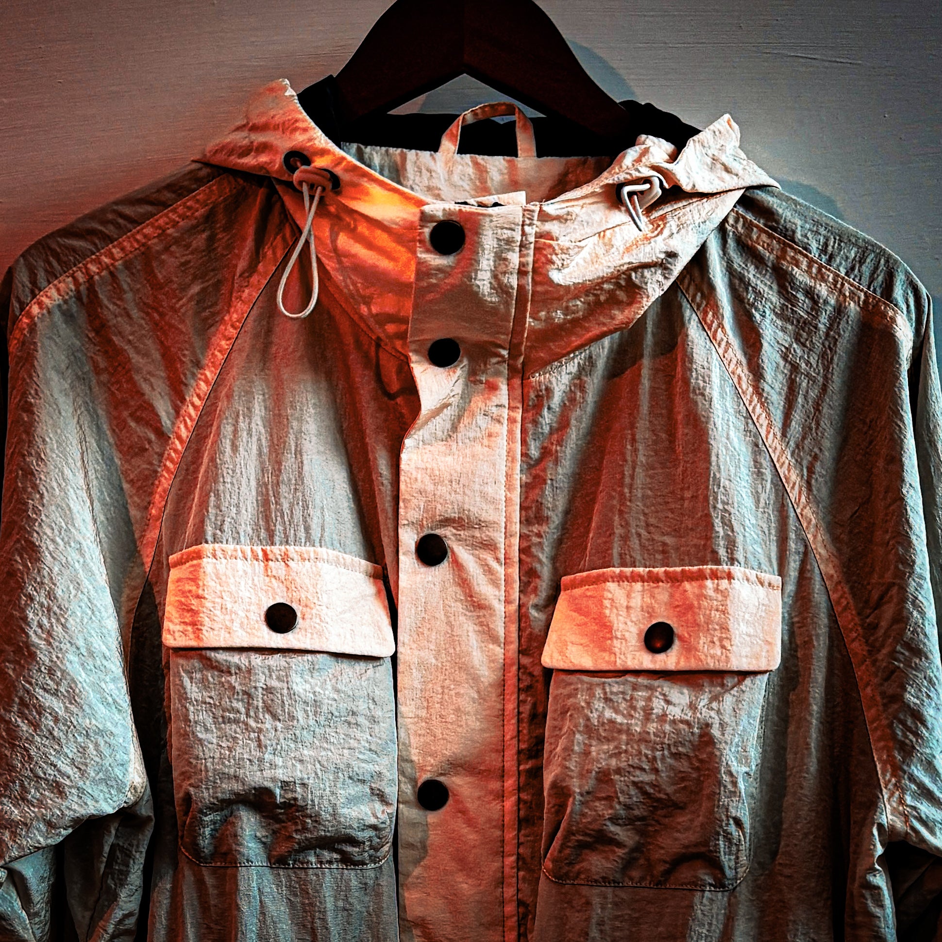 Ecru, parka coat, parka, military parka, utility, fishtail parka, menswear, nylon, lightweight, bungee adjusters, fall, winter, spring, summer, water repellent, hood, pockets, Ppfff.