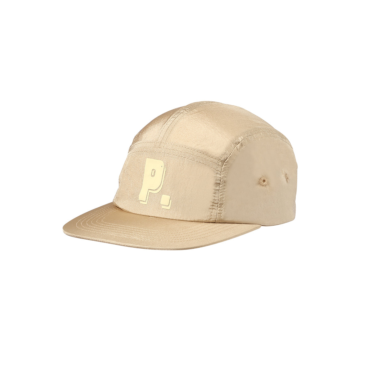 Beige, cap, 5 panel cap, reflective logo, nylon, water repellent, fall, winter, spring, summer, bungee adjuster, menswear, headwear, accessories, Ppfff.