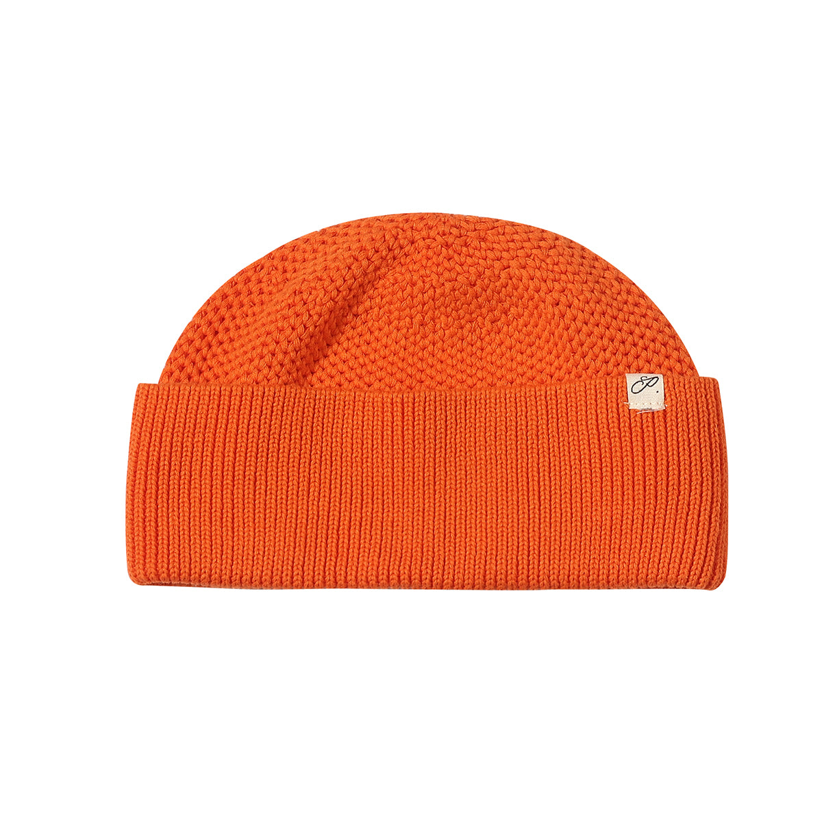 Orange, beanie, watch cap, tuck stitch, cotton, fall, winter, menswear, ribbed brim, Ppfff.