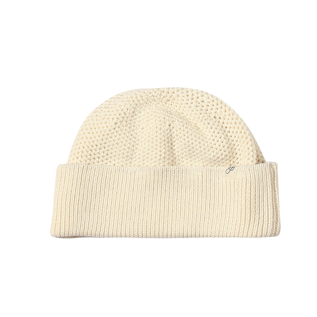 Cream, beanie, watch cap, tuck stitch, cotton, fall, winter, menswear, ribbed brim, Ppfff.