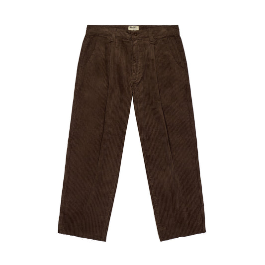 Brown corduroy pants on a white background